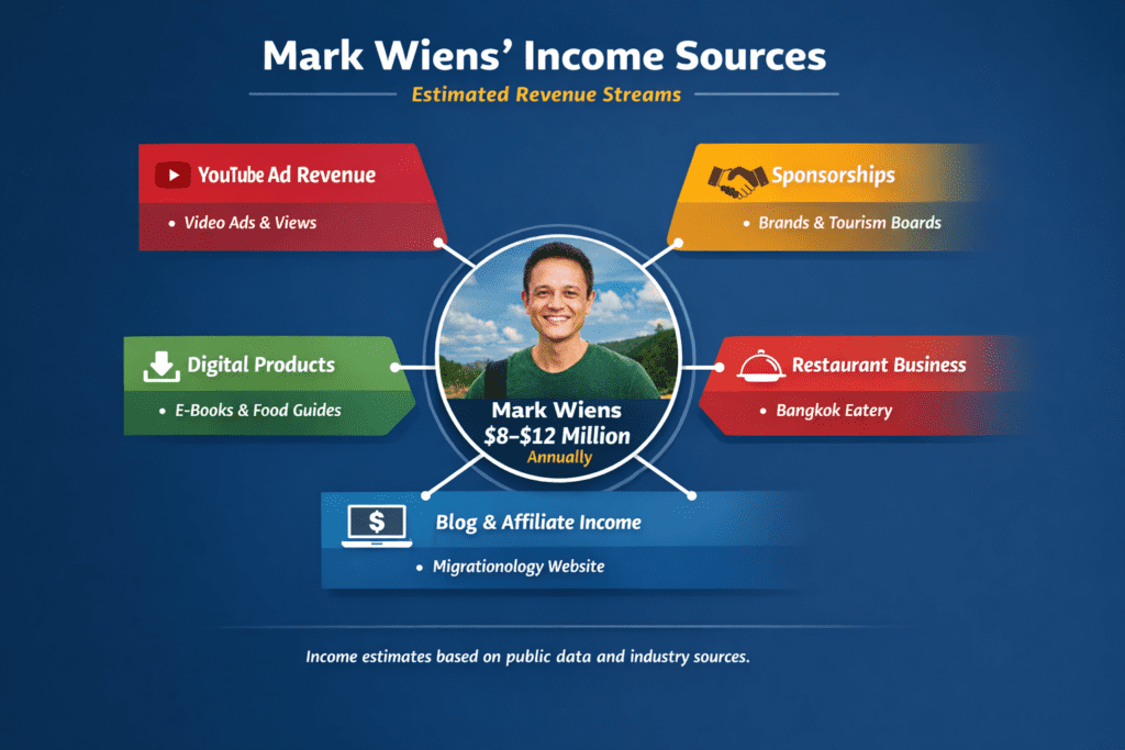 Mark Wiens net worth and income breakdown infographic