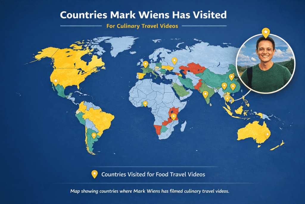 Map of countries Mark Wiens has visited for food videos
