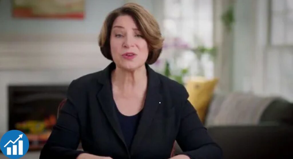 Infographic showing the breakdown of Senator Amy Klobuchar's estimated $2.27 million net worth by income source for 2026.