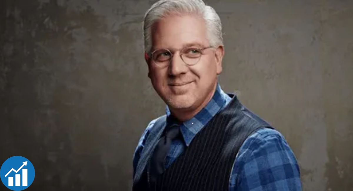 Infographic illustrating Glenn Beck net worth breakdown including radio, TheBlaze, books, and real estate