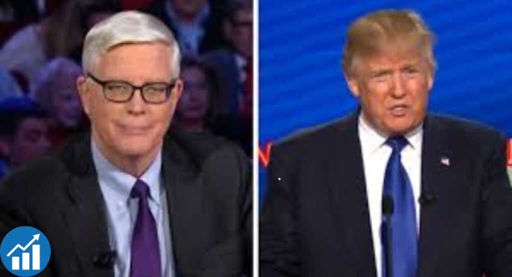 Hugh Hewitt hosting a radio show in a professional studio in the United States